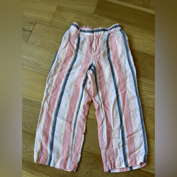 Loft linen blend striped cropped pants womens small - Picture 1 of 6